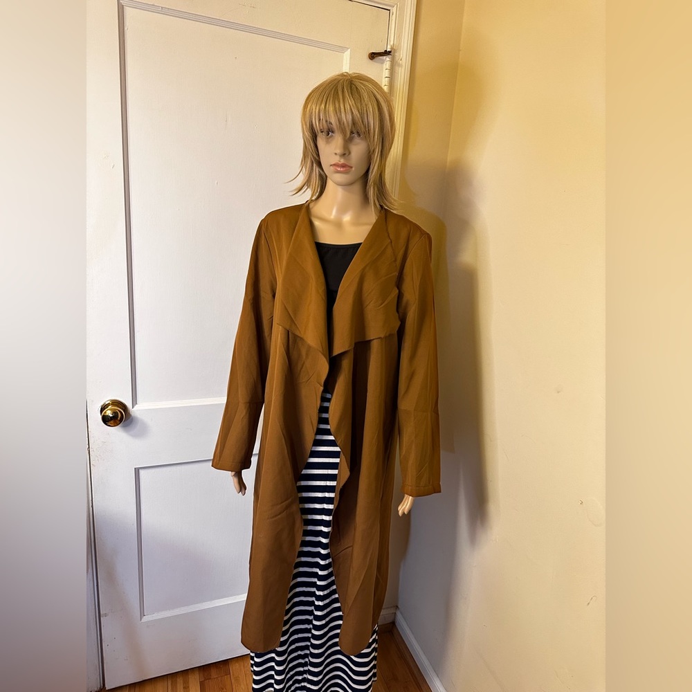 Shein Plus Solid Open Front Coat - Size 0 Xl - image 1